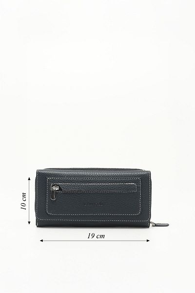 GÖNDERİ(R) Women's Navy Blue Anthracite Horizontal Genuine Leather Wallet