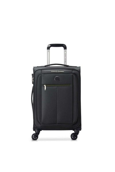 Delsey Pin Up 6 Softcase 55cm Expandable 4 Double Wheel Cabin Luggage Trolley Black