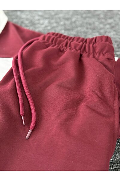 Altamira Ανδρικό σετ αθλητικής φόρμας με μισό φερμουάρ με ριγέ μπορντό