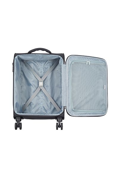 Delsey Caracas 55cm Softcase 4 Double Wheel Expandable Cabin Luggage Trolley Black