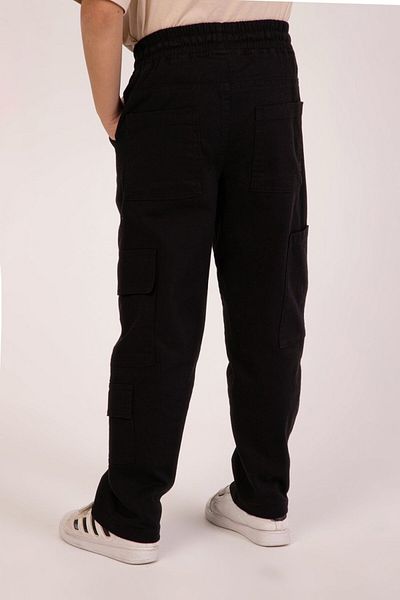 DMB BOYS & GIRLS Comfortable Fit Gabardine Boys' Trousers with Cargo Pockets and Elastic Waist