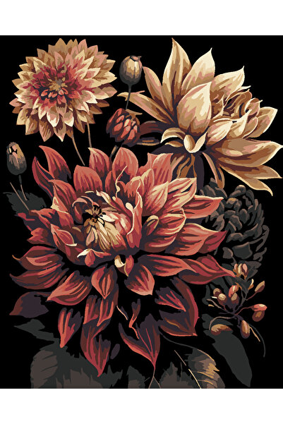 wombhobby VİNTAGE ÇİÇEKLER Sayılarla Boyama Seti 80X100 Cm Çerçeveli (Kasnağa...