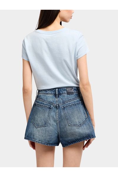 Armani Exchange Distressed Pattern Denim Shorts - Women's High Waist Cotton Af12845-Mb001