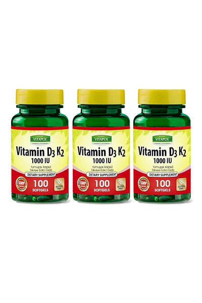 Vitapol Vitamin D3 K2 - 3x100 Softgel Vitamin Slide