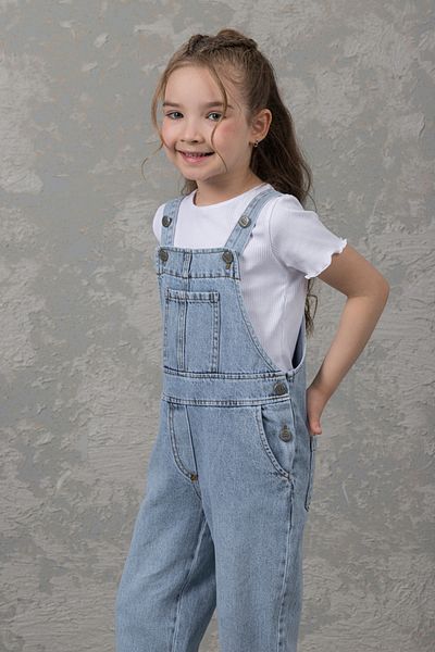 DMB BOYS & GIRLS Salopetă din denim din bumbac cu bretele reglabile Salopetă din denim pentru fete