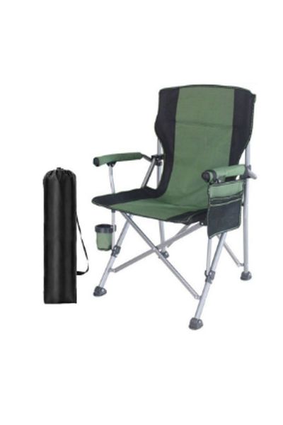 ROYAL ROSE Folding Camping Chair, Outdoor Armchair with Side Storage Bag and Cup Holder, Fishing Chair
