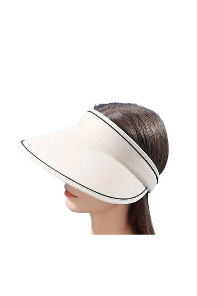 CosmoOutlet Adjustable Cream Tennis Visor Hat with Uv Protection Visor Back