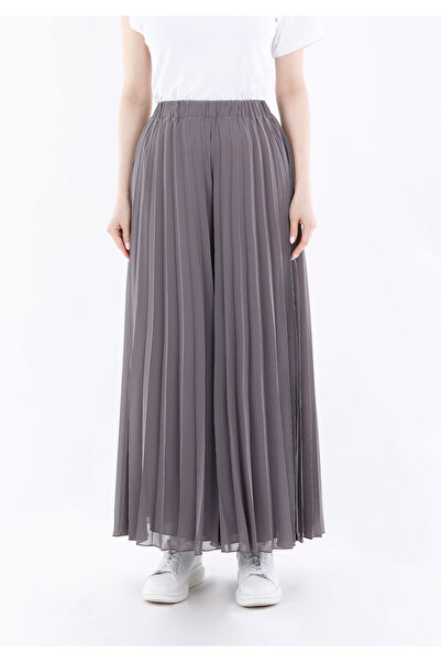 Guzella Pleated Chiffon Elastic Wide Palazzo Skirt-Pants