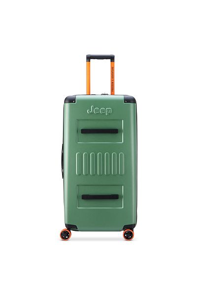 Jeep Jh002B حقيبة سفر صلبة بأربع عجلات مزدوجة قابلة للتوسيع، مقاس 80 سم، لون أخضر دردار