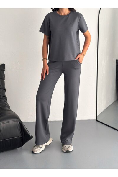 winmoda Ελαφρύ φαρδύ καθημερινό σετ / Μπλουζάκι με κοντό μανίκι σε στυλ Rescue Rain