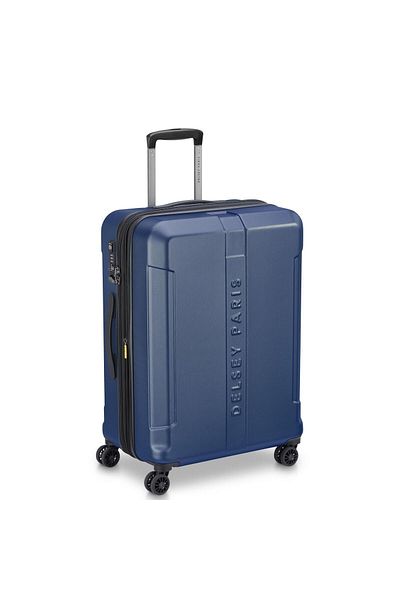 Delsey Depart Hard 71cm Hardcase Expandable 4 Double Wheel Check-in Luggage Trolley Navy Blue