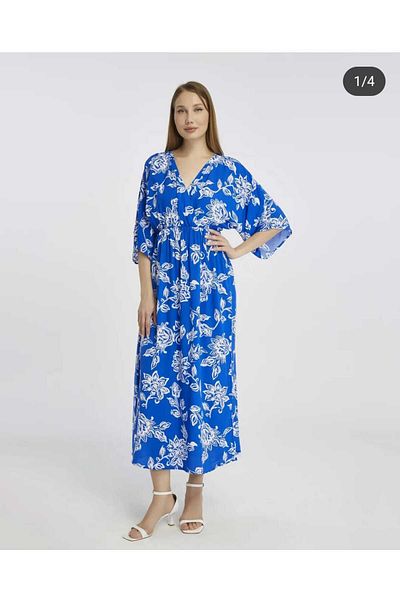 BUUFUU Summer Printed Viscose Fabric Women Dress