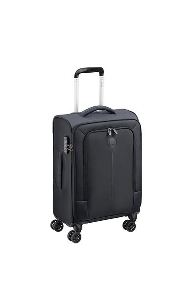 Delsey Caracas 55cm Softcase 4 Double Wheel Expandable Cabin Luggage Trolley Black