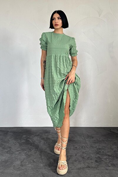 Elbee Fashion Woman Rochie Seersucker