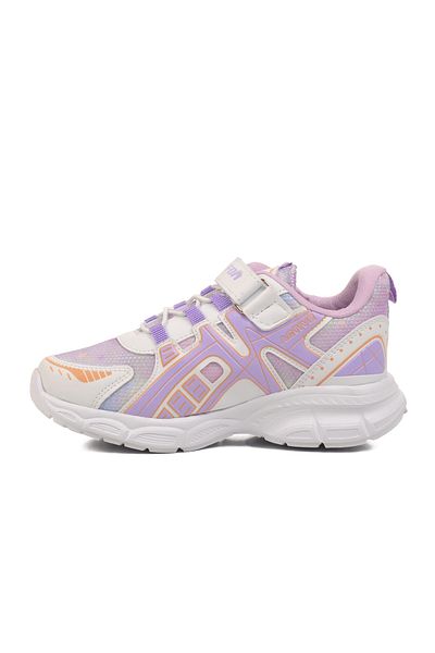 AYAKMOD Pantofi sport pentru fete, alb, liliac, cu plasă cu velcro, Ruffon F