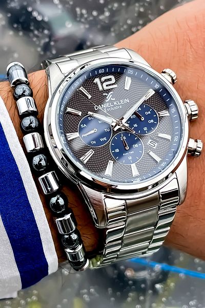 Daniel Klein Steel Cord All Functions Active Men's Wrist Watch Bracelet