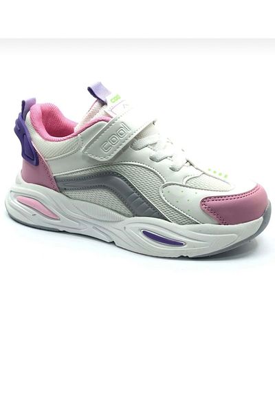Cool Kids EVO Girl White Powder Detaliu Velcro Ortopedic Confortabil Talpă ușoară Pantofi sport zilnic pentru copii
