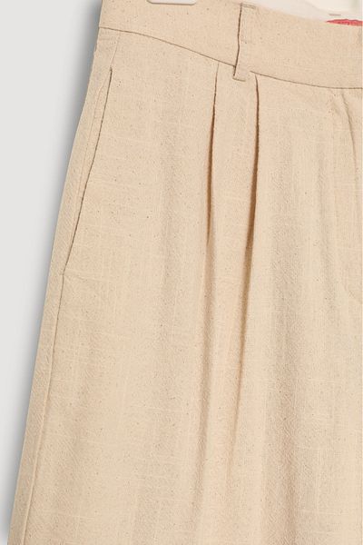Quzu Beige Wide Leg Palazzo Trousers