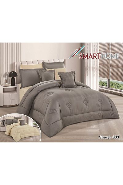 smart home Double Duvet Set, 8-Piece Microfiber Bedspread, King Size, 240x260cm, Yellow