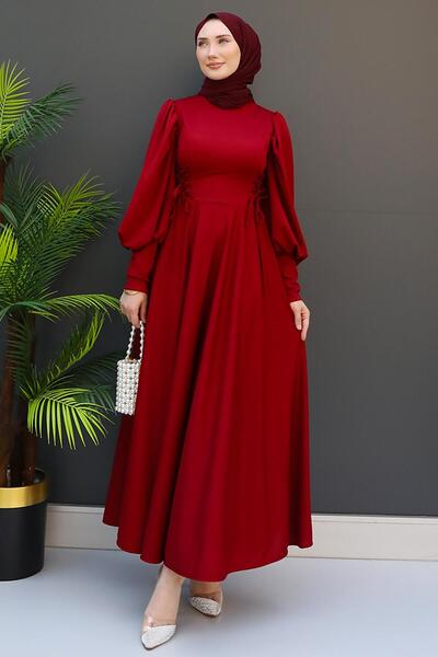 giz astore İp Kuşaklı Elbise Bordo