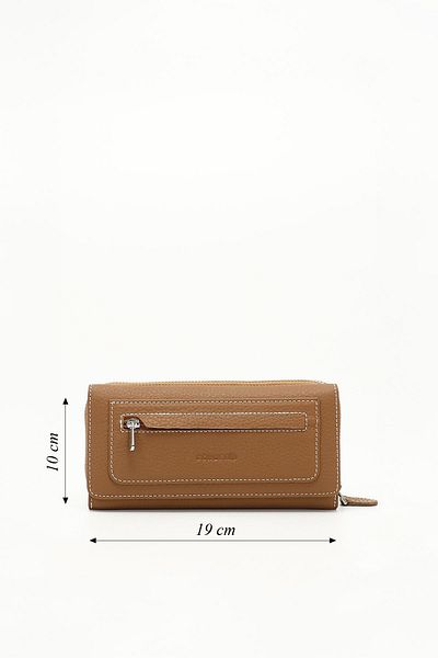 GÖNDERİ(R) Women's Tan Mink Horizontal Genuine Leather Wallet