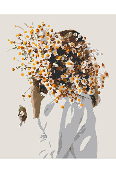 wombhobby KADIN VE PAPATYALAR Sayılarla Boyama Seti 40x50 Çerçevesiz RULO ( K...