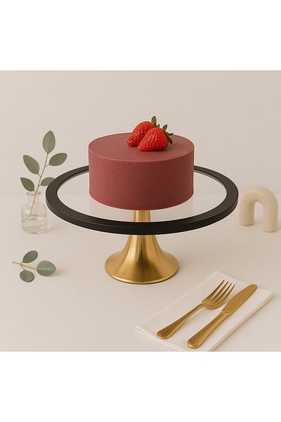 Fiyakalı Ürünler Atölyesi Black Round Cake Stand, Cake and Cookie Presentation Stand, Dowry Box, Gift, Cake Plate
