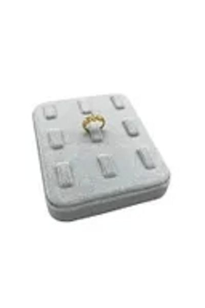 MeGass Dekor Domestic Production Suede Fabric Gray Color 12/11 cm Multi-Claw Ring Display Accessory