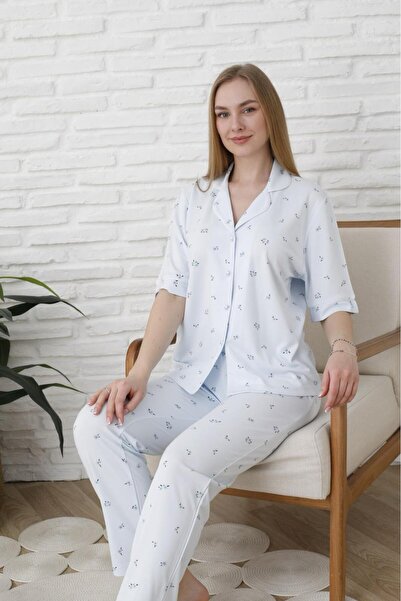 Espuar 773 Boxed Classic Short Sleeve Women's Shirt Pajama Set, Button-Down Viscose Pajama Set
