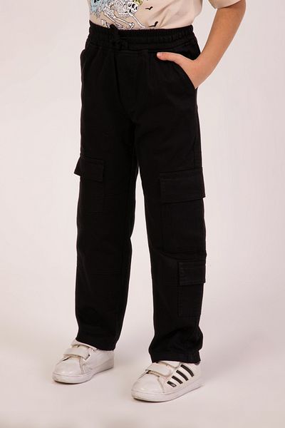 DMB BOYS & GIRLS Comfortable Fit Gabardine Boys' Trousers with Cargo Pockets and Elastic Waist