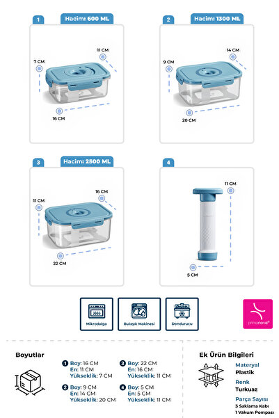 Prima Nova Seoul Vacuum Fresh Product Storage Container Set of 3