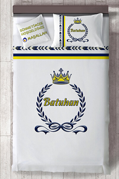 BAMBAŞKA MODA İsim Yazdırılabilir Sünnet Yatak Örtüsü BMY-4066