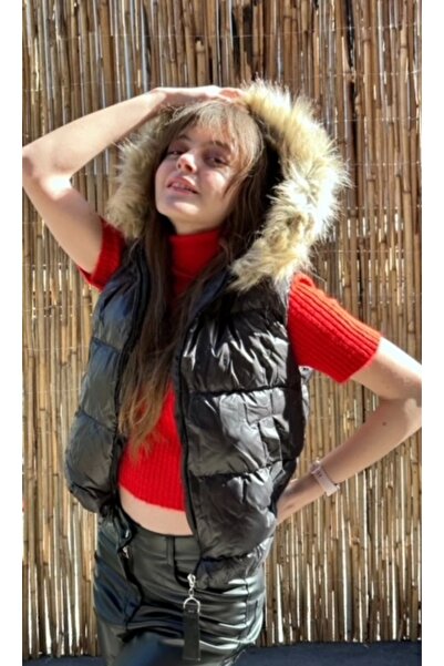 ayakuydur Kadın Siyah Kısa Şişme Yelek