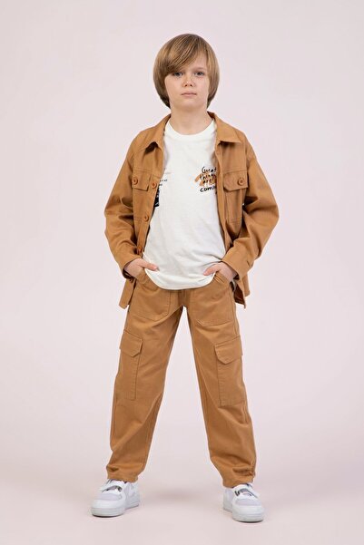 DMB BOYS & GIRLS Udoban kroj, elastični struk, Kargo džep paket Gabardin deči...