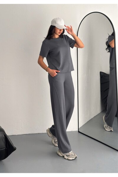 winmoda Ελαφρύ φαρδύ καθημερινό σετ / Μπλουζάκι με κοντό μανίκι σε στυλ Rescue Rain