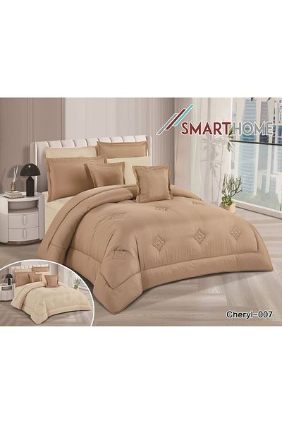 smart home Double Duvet Set, 8-Piece Microfiber Bedspread, King Size, 240x260cm, Yellow