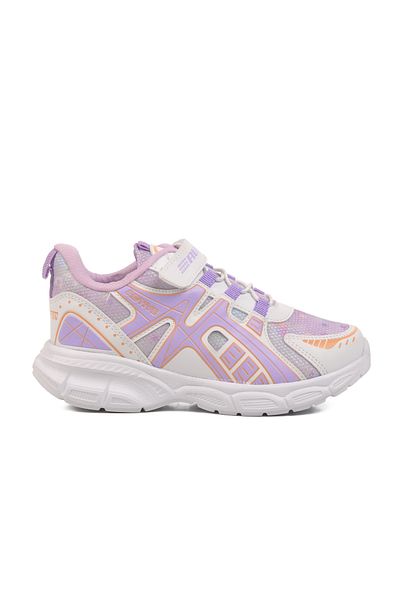 AYAKMOD Pantofi sport pentru fete, alb, liliac, cu plasă cu velcro, Ruffon F
