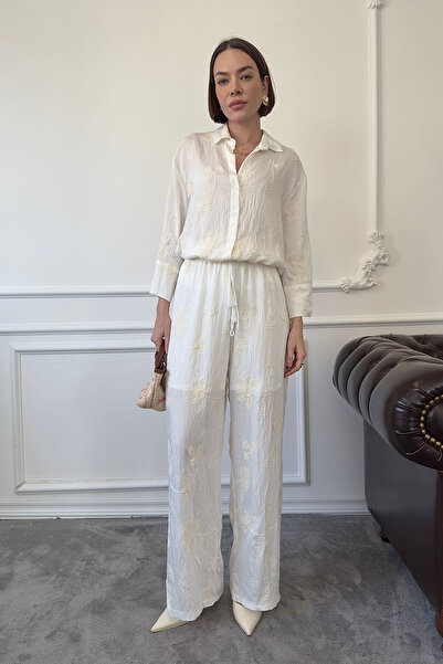 MAGARDE Бродиран панталонен костюм - Екру