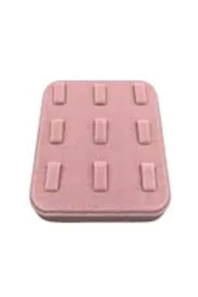 MeGass Dekor Domestic Production Suede Fabric Pink Color 12/11 cm Multi-Tipped Ring Display Accessory