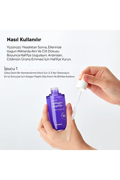 Hanskin Collagen Peptide Hydra Ampul-yüz Serumu %80 Kolajen Ve 20 Çeşit Peptit/yaşlanma Karşıtı 90ml