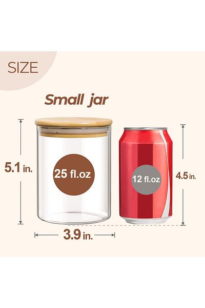 Home Zone Set of 6, 750 ml Round Storage Jars with Lids or Spice, Coffee Jar, Tea and Sugar Container