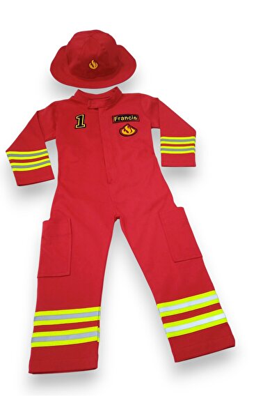 Mum Design Gifts KIRMIZI İTFAİYE KOSTÜMÜ-TULUMU