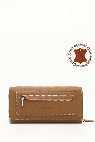 GÖNDERİ(R) Women's Tan Mink Horizontal Genuine Leather Wallet