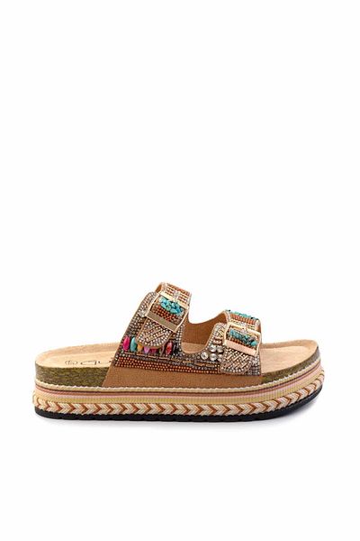 Guja Γυναικείες Παντόφλες Camel K04185010387