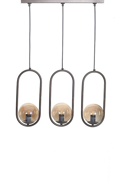Luzarana Zenga 3-Piece Antique Metal Body Honey Color Glass Design Luxury Row Chandelier