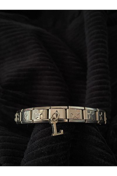 bijoux uniques Letter L Starry Steel Italian Charm Bracelet