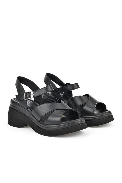 Ziya Genuine Leather Black Women's Heeled Sandals - 141992 Z61001