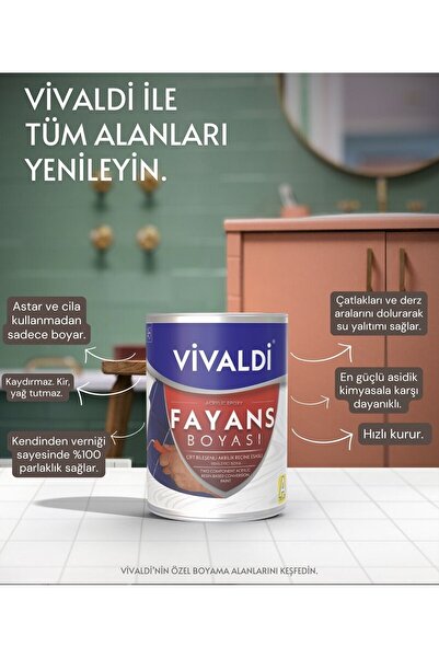 Vivaldi Fayans Boyası Seti Sıvı Cam Ve Uygulama Seti Tezgah,mermer,banyo,mutfak Boyama Seti Meteor 1 Lt