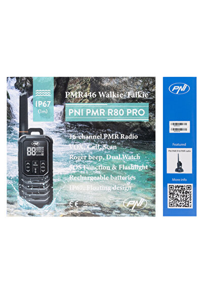 PNI Post de radio portabil PNI PMR R80 PRO, set 2 bucati, 0.5W, 16 canale