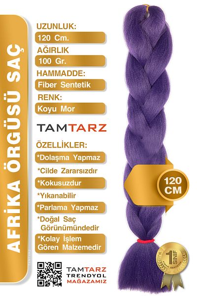 TAM TARZ Dark Purple African Braid Rasta and Box Braid Fiber Synthetic Hair